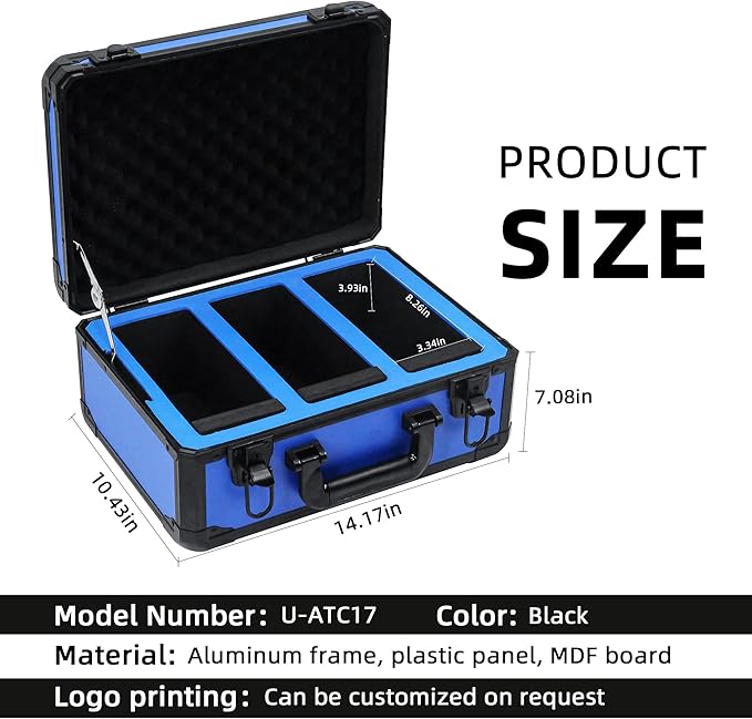 Graded Card Storage Box; Durable Sports, PSA Card Storage Case- Trading Card Storage Box - PSA Slab Case For Top Loaders (BLUE, 14.17x11.2x7 inches)