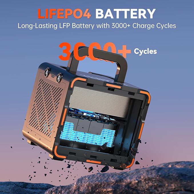 300W Portable Power Station, Solar Generator 259Wh, 70,000mAh LiFePO4 Battery with 65W USB-C PD&Pure Sine Wave AC, Solar Charging for Camping,Home Backup,Emergency Power(SOS Light & LCD Display)
