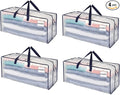 VENO 4 Pack Moving Bags w/Backpack Straps, Heavy Duty, Moving Boxes Alternative, Packing Supplies, Large Storage Totes for Dorm Room Essentials with Zipper for Clothes (Clear, 4 Pack)