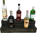 Tiered Bottle Shelf | 2 Tier Liquor Bottle Display | Bar Organization | Wine Shelf | Black (18")