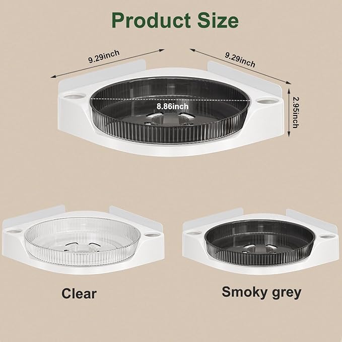 360 Rotating Makeup Organizer Spinning Bathroom Organizer 1 Pack Corner Storage Organizer with Hooks for Perfume Lotion Skincare Organizer Countertop Kitchen Storage(Clear)