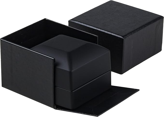 Allure - Bulk Case Of 12 - Luxury Earring Boxes With LED Light, Square Shaped Elegant Diamond Earring Case, For Unique Proposal Or Wedding, Small, Black Velvet Interior Jewelry Display Gift Box.