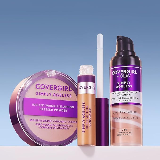 COVERGIRL & Olay Simply Ageless 3-in-1 Liquid Foundation, Matte Finish, Hyaluronic & Vitamin C Formula, 257 Golden Tan, 1 Count