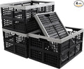 Ggbin 4 Pack Stackable Storage Crates Large, 42 L Plastic Collapsible Crates for Groceries