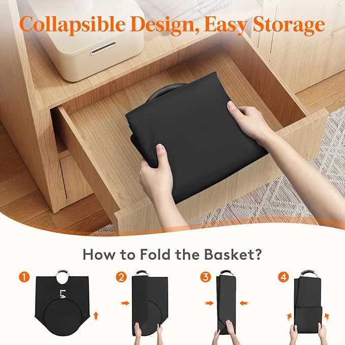 Lifewit 140L 2-Pack Large Laundry Basket, Collapsible Laundry Hamper with Aluminum Handles, Waterproof Freestanding Dirty Clothes Hampers for Laundry Room Bedroom Dorm Bathroom, Black