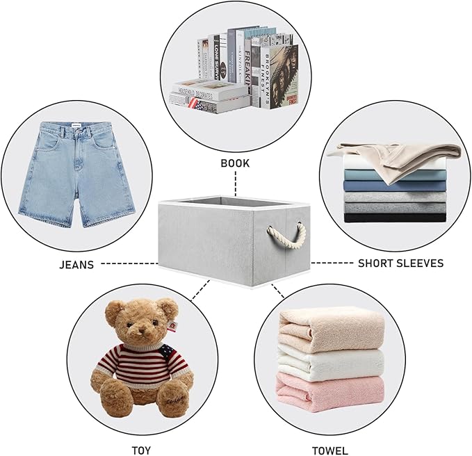 Closet Storage Bins, Linen Closet Organizers and Storage Basket for Shelves, Collapsible Shelf Baskets for Organizing Shelves, Bedroom Clothes Basket, Gray, 6 Pack