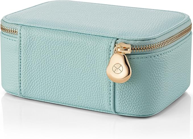 Vlando Travel Jewelry Organizer with 12 Velvet Jewelry Bags Travel Jewelry Case for Girls Jewelry Storage Necklace Rings Earrings Bags Gifts for Women Daughter Friends(Lake Blue)