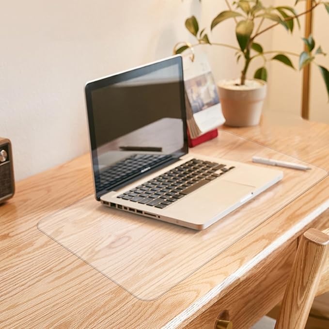 Clear Desk Mat, Non-Slip PVC Desk Protector Mat with Round Edge, Heat Resistant & Waterproof Clear Desk Writing Mat for Home and Office (27.6''*15.7'')