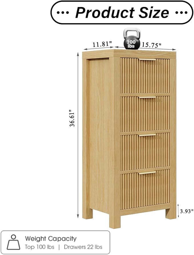 Mid-Century Modern Tall Wooden Dresser with 8 Spacious Drawers, Entryway Storage Chest with Smooth Metal Handles, Bedroom Clothes Organizer for Entryway, Office, and Small Spaces, Natural X2