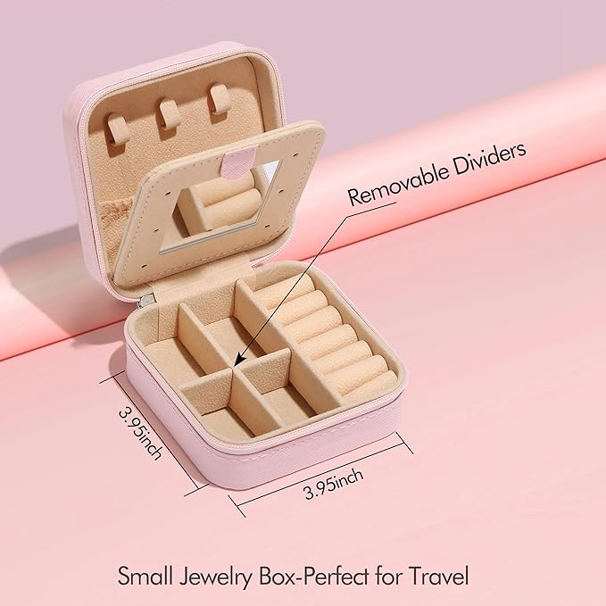 Parima Bridesmaid Gifts for Wedding Day, Bridesmaid Gifts for Women | Bridesmaid Proposal Gifts Unique Gifts | Wedding Travel Essentials Small Jewelry Box | Travel Jewelry Case - Letter S, Pink