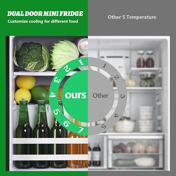 2.4 Cu.ft Mini Fridge with Top Freezer Apartment Size Dual Door Compact Refrigerator for Personal Use Small Fridge with Egg tray, 7 Temperature Control For Dorm, Silver