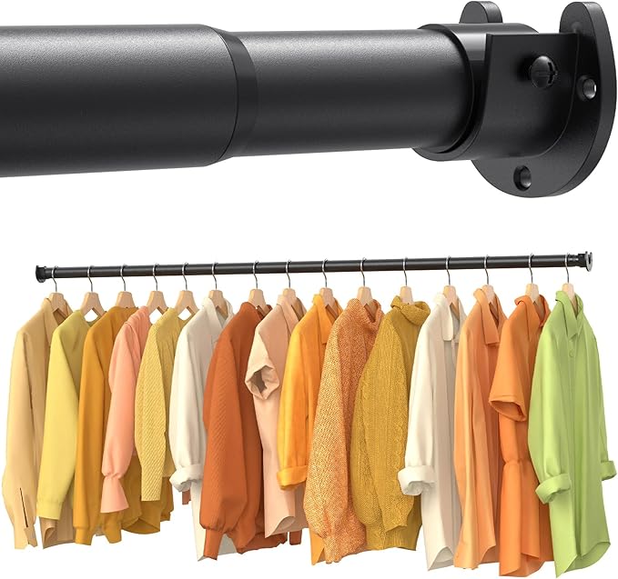 2 Pack Closet Rods for Hanging Clothes, 17-54 Inch No-Cut Stepless Adjustable Closet Rod, 1.3 Inch Heavy Duty Metal Closet Hanging Rod with Brackets, Closet Bar for Closet, Laundry Room, RV, Wardrobes