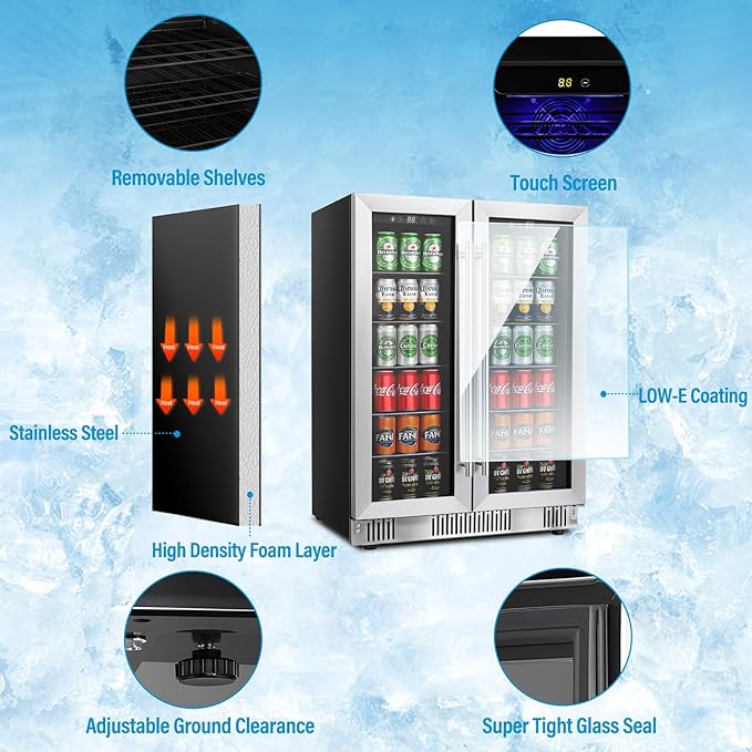 Beverage Refrigerator Cooler, 190 Can Mini Fridge Glass Door for Drinks Soda, Beer, or Wine - Small Refrigerator for Office Bedroom Home Bar, Adjustable Shelves, 6.0 Cu.Ft, Silver