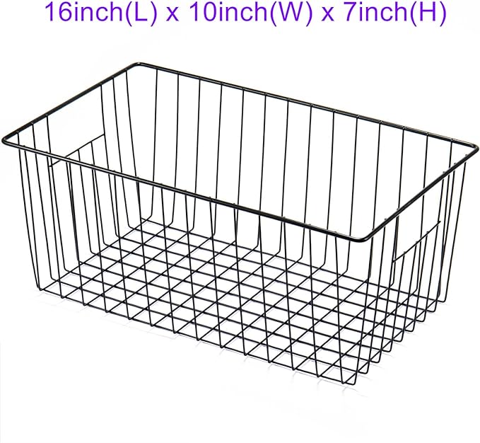 16inch Upright Freezer Organizer Baskets for 13-14,16-21 cu.ft Standup Freezer, Settle freezer chaos and reduce food waste effectively, Durable, Fully Use Space, Improve Air Circulate, Black, 4pcs