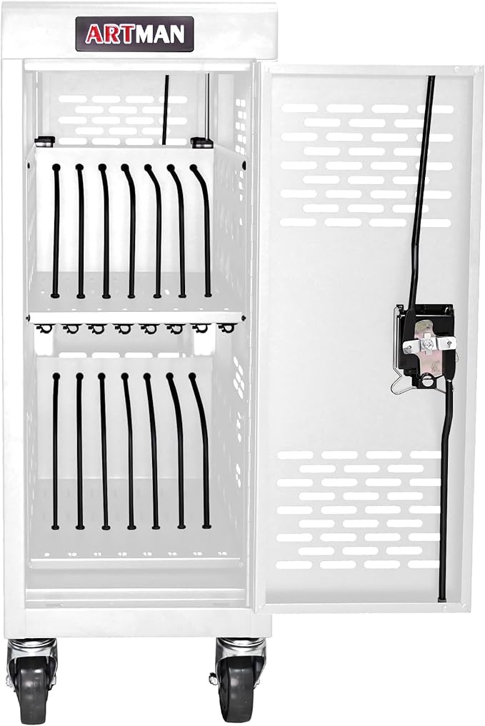16 Devices Mobile Charging Cart for Laptop Up to 16.3-inch Screen,Charging Station and Tablet Storage Cart for iPad, Chromebooks with Cord Organizer, White