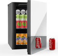 Stopasd Beverage Refrigerator Cooler, 0.9 Cu.Ft/24 Can Mini Fridge with Adjustable Shelves & Mirror Door for Drink and Cosmetics,Quiet Compact Countertop Skincare Fridge for Bedroom/Office/Bar(40-61℉)