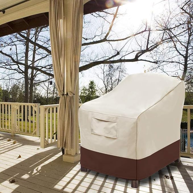 Vailge Patio Chair Covers, Lounge Deep Seat Cover, Heavy Duty and Waterproof Outdoor Lawn Patio Furniture Covers (2 Pack - Large, Beige & Brown)