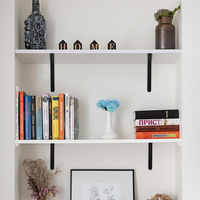 16 Pack L11 x H 8" Black Heavy Duty Shelf Brackets with Screws Metal Shelf Brackets Shelf Support Angle Brackets for Shelves L Brackets Heavy Duty Floating Shelf