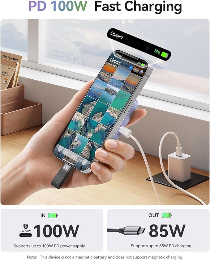 ORICO 10Gbps Magnetic M.2 NVMe SSD Enclosure with PD100W Charging Port 4K ProRes Recording Max 2TB for iPhone 17/16/15 Pro/Pro Max/Plus Support SSD Size 2230/2242 B+M M-Key Diskless AP42P (Black)