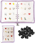 UCEC Enamel Pin Display Book & 50 PCS Pin Backs, A5 Album Pin Collection Binder for Brooch Pins, Purple 6-Page Zippered Pinfolio Trading Organizer, Enamel Pin Storage Display Book, Collectors Album