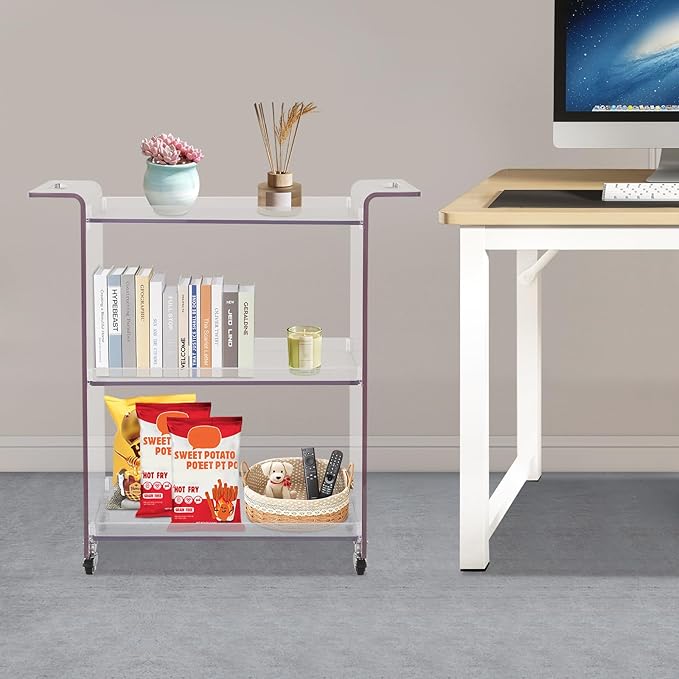 3-Drawer Rolling Storage Cart, Plastic Storage Organizer Rolling Cart with Wheels, Organizing Drawers for Home, Bathroom, Bedroom, Office, and Classroom, Clear