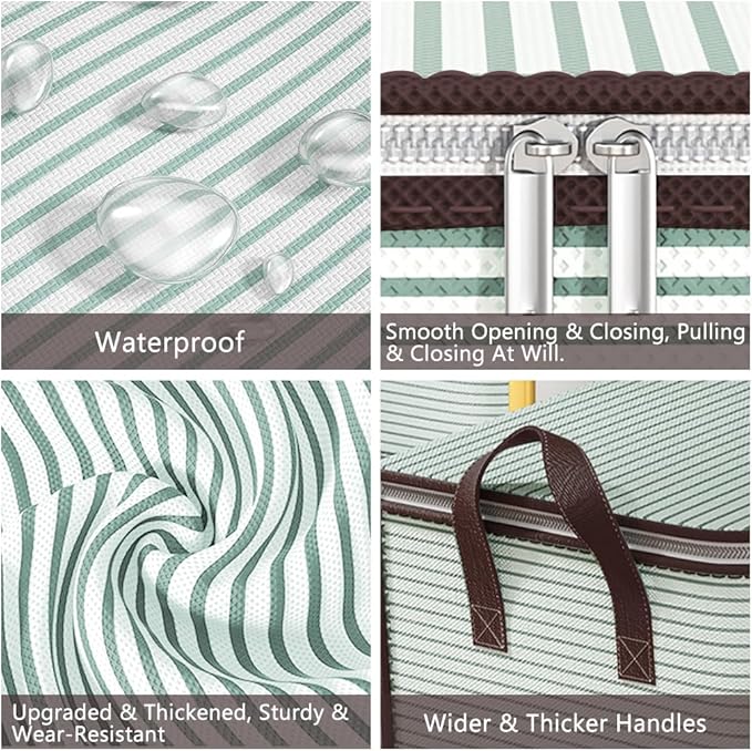 Large Blanket Storage, 180L Foldable Storage Bin, Clothes Storage Bags with Handle Zippers Blanket Organization for Bedroom Closet Comforter Sheets Pillow