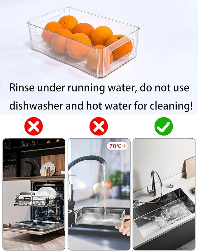 Refrigerator Organizer Bins 12 Pack Fridge Organizers with Handles Clear Freezer Storage Containers for Pantry, Cabinets,Shelves, Drawer – Plastic Kitchen Organizers