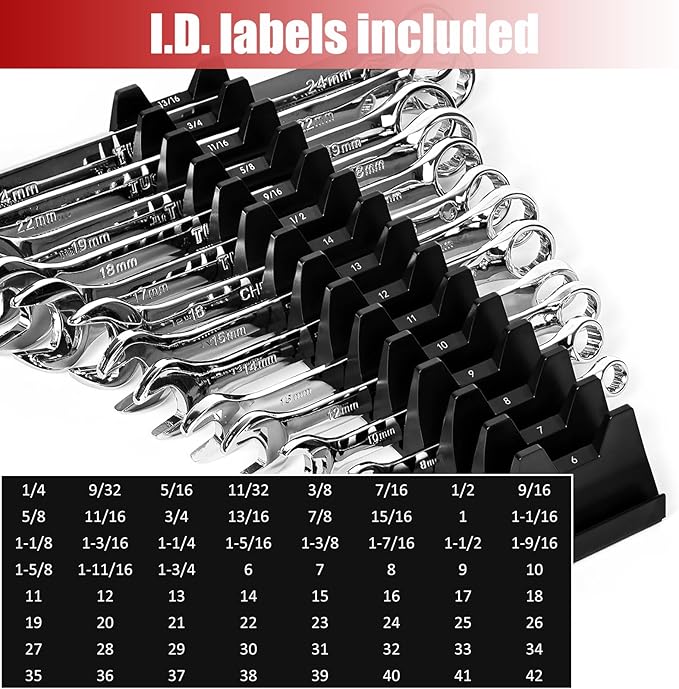 84PCS Magnetic Modular Wrench Organizer Wrench Holder - Wrenchs Tool Organizers for Tool Drawer Storage, Wrenchs Rack with Metric SAE Labels, Tool Storage Set Holder Festival Mechanics pcs