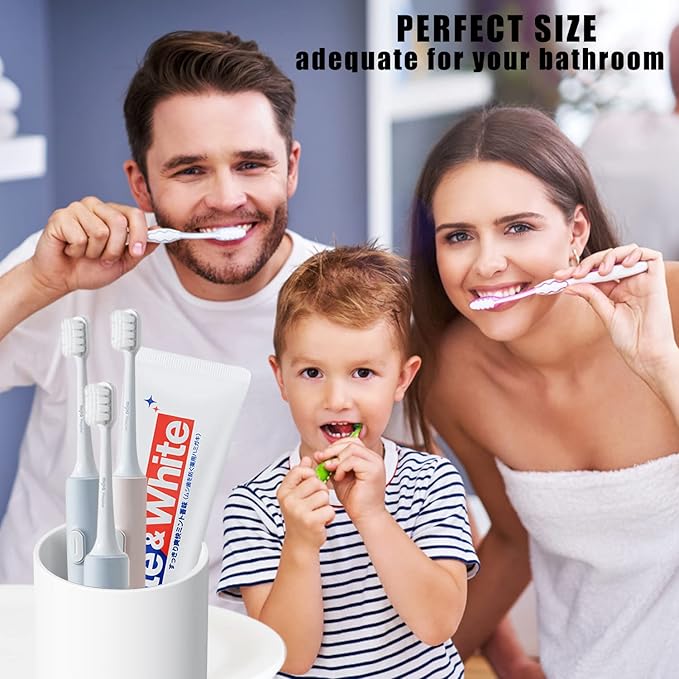 PP 2PCS Reusable Unbreakable Toothbrush Cup 10.5oz/300ml Mouthwash Holder, Easy to Clean, Adequate for Bathroom (Grey)