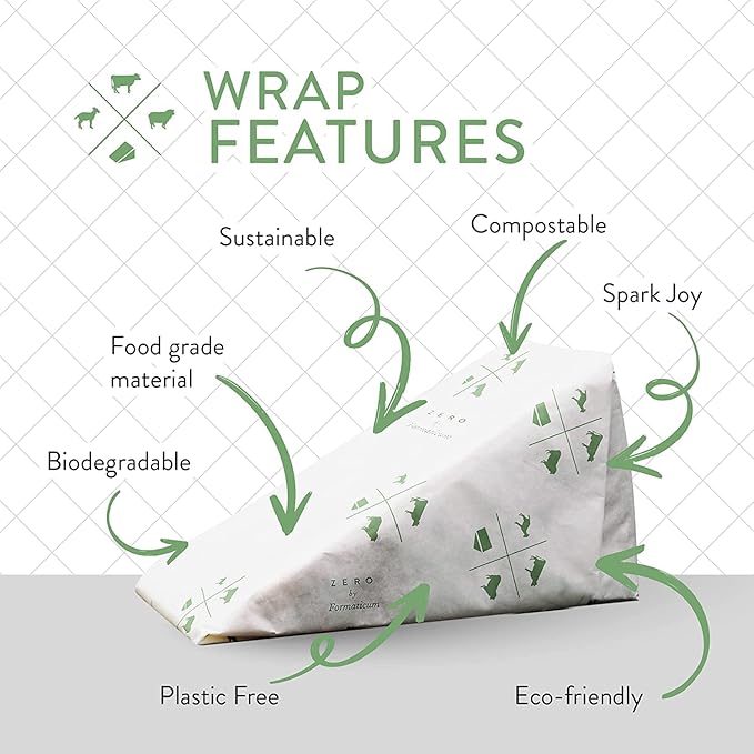 Formaticum 75-Pack Zero Cheese Storage Paper, Compostable, Biodegradable, and Plastic-Free Paper to Keep Cheese and Charcuterie Fresh, Kitchen Organization 9 x 13 Inches