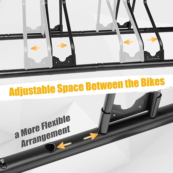 CyclingDeal Bicycle Floor Parking Rack Stand - for Mountain MTB Road Bike - Indoor Home Garage Storage - Adjustable for 2 Fat Bikes