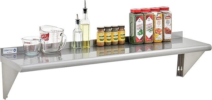 Commercial Wall Shelf - 395 lb. Weight Capacity, 60" W x 15" D, NSF Solid, Stainless Steel (29N-021)