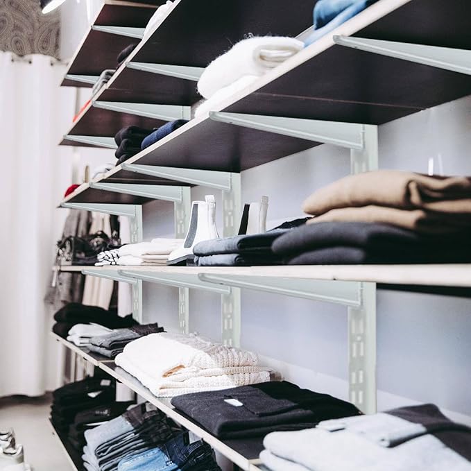 10 Pack 13‑Inch Adjustable Wire Shelf Brackets – Heavy‑Duty Double‑Track Closet & Wall Shelving System Supports（White）