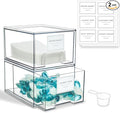 2 Pack Laundry Room Organization and Storage Containers with Labels, Stackable Clear Plastic Storage Drawers for Dryer Sheet Holder, Laundry Pods Container, Laundry Room Decor for Organizing