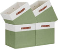 Temary 13 Inch Cube Storage Bin 4 Pack Fabric Storage Cubes Fabric Storage Bin for Shelf, Cube Storage Basket with Leather Handles(White&Green)