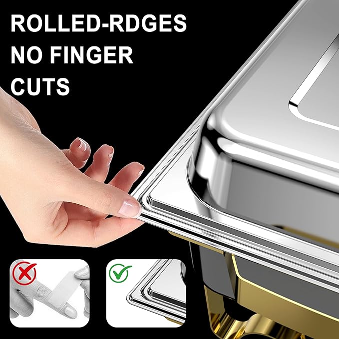 Chafing Dishes for Buffet 2 Pack, 11QT [Large Size and Sturdy] Stainless Steel Food Warmers for Parties Buffet [Elegant Gold and Silver Colors] Catering Supplies Buffet Display