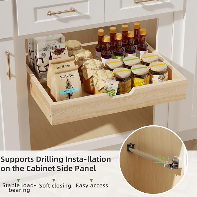 Pull Out Drawers for Cabinets, 31½” W x 21” D Soft Close Pull Out Cabinet Organizer, Cabinet Pull Out Shelves Requires At Least 32.5” Cabinets Opening
