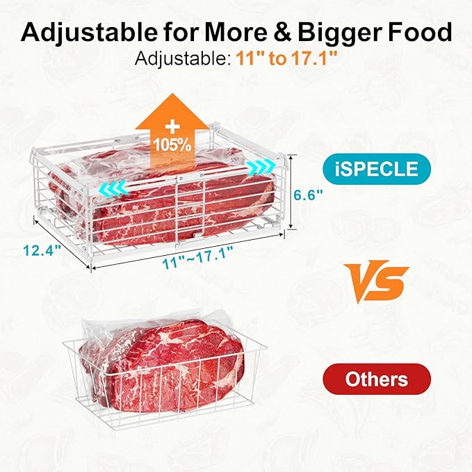 iSPECLE Freezer Organizer Bins - Fit 10 to 20 Cu.FT Deep Freezer, 8 Pack Large Expandable Stackable Chest Freezer Organizer Sort Frozen Food Easy to Get Food from Bottom without Digging, White