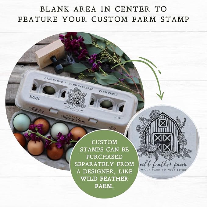 Egg Cartons- Adorable Printed Design for Farm Fresh Eggs, Recycled Paper Cardboard, Sturdy & Reusable, Holds up to XL Chicken Eggs (Blank Stamping, 250)
