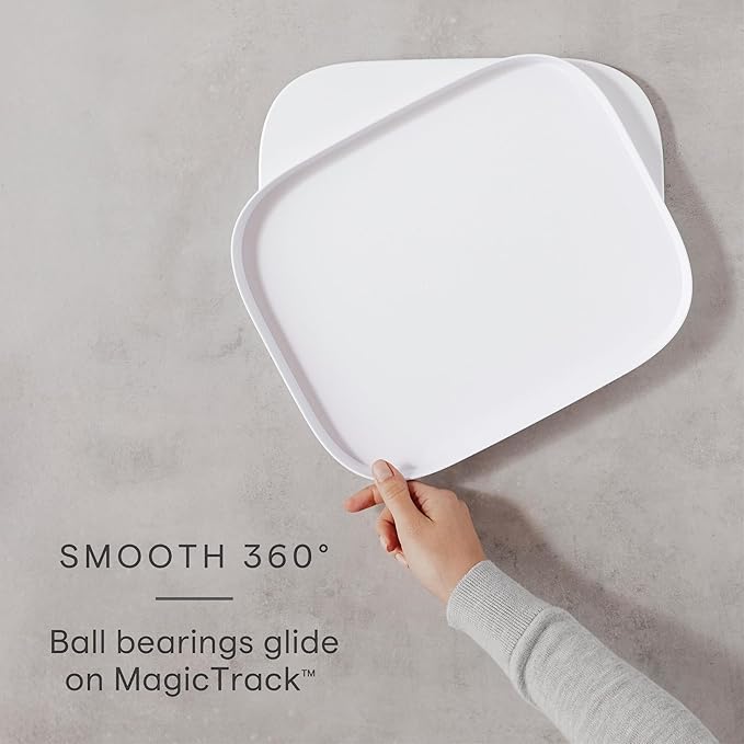 YouCopia MagicTrack Rectangle Lazy Susan Turntable: Kitchen & Bathroom Pantry, Cabinet & Countertop Storage Organizer with 360° Spin, Non-Slip, White Speckled BPA-Free