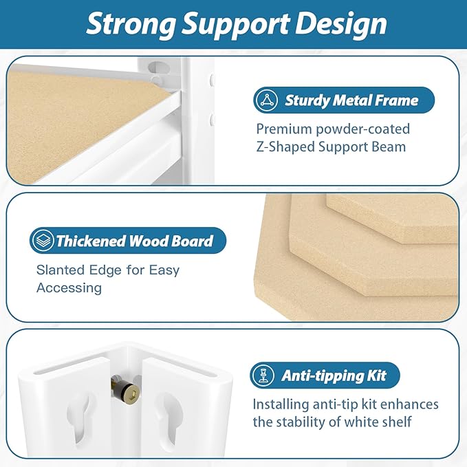 PrimeZone 3 Packs 36" W x 16" D x 72" H Closet Storage Shelves - 5 Tier White Metal Connector Shelving, Adjustable Heavy Duty Garage Shelves, Utility Rack Organizer Shelf for Kitchen Pantry Garage