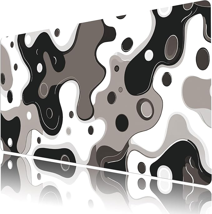 LB Black and White Gaming Mouse Pad Modern Geometric Brown Abstract Large Mouse Pad for Desk Minimalist Extended Desk Pad Non-Slip Rubber Base Computer Mouse Mat for Home Office 15.7L X 31.5W Inch