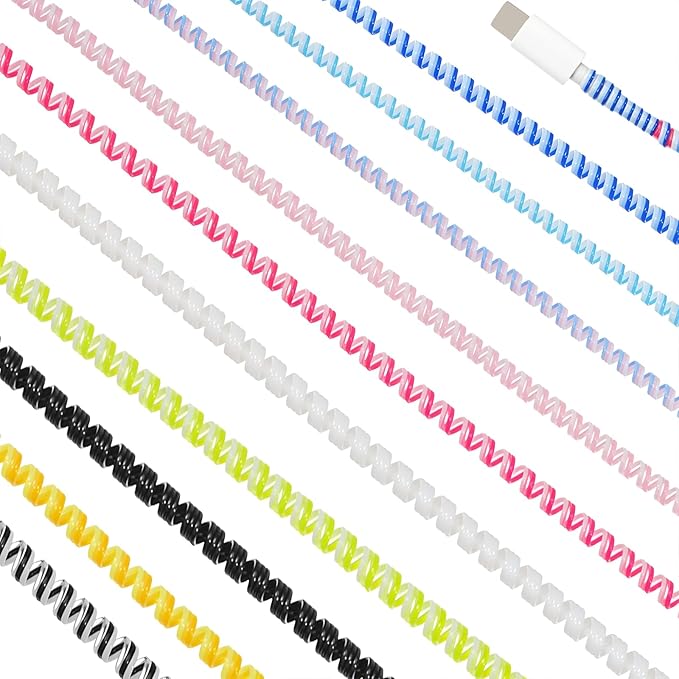 SHENLIU 10Pcs Spiral Cable Protector, Chargers Cord Protector from Pets No Chew Multicolor Spiral Cord Protector Phone Charge Cables Protective Cover