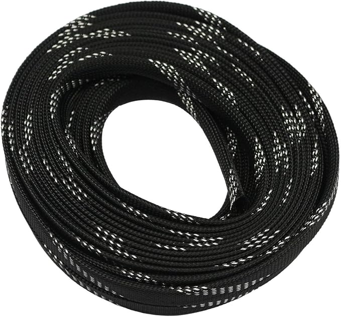 30ft PET Expandable Sleeving Wire Cable Sleeve (1/3", Silver&Black)