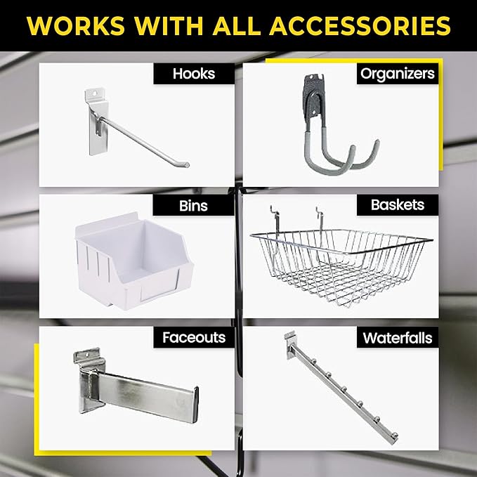 DLDIRECT 96" X 48" - Grey Slatwall Panel Garage Organizer: Heavy Duty Wall Mounted PVC Rack, Interlocking Slat Paneling for Garage Storage, Slotwall Board, Shelves System