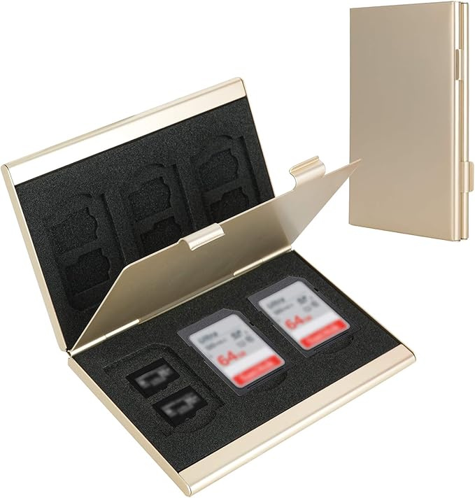 SD Card Holder, SD Card Case,LAVILI CF Memory Card Holder Case Aluminum Alloy Hard Shell, Double-Layer Capacity for 6SD Cards and 12 TF Cards