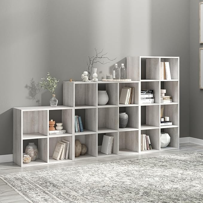 Signature Design by Ashley Paxberry Coastal 8 Cube Storage Organizer or Bookcase, Whitewash