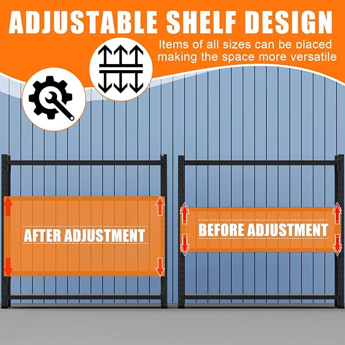 torage Shelves,Garage Shelving Heavy Duty Metal Adjustable Garage Shelves, Shelving Units Industrial Shelving for Warehouse(Black, W59.1*D19.7*H79)