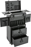 Cosmetic Train Case,Makeup Organizer Travel Case with Multiple Compartments,Rolling Makeup Case,Professional Makeup Casewith Wheels for Make-up Artists,33.07Lbs Load-Bearing