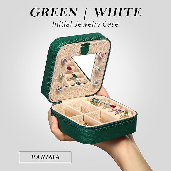 Parima Teacher Appreciation Gifts for Women, Travel Jewelry Case for Women Teacher Gifts | Travel Gifts for Teacher | Travel Essentials Small Jewelry Box | Jewelry Travel Organizer - Letter Z, Green